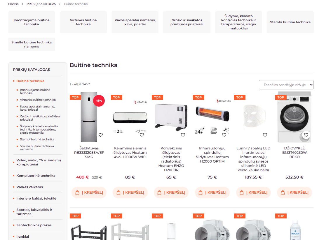 estore with SEO friendly structure