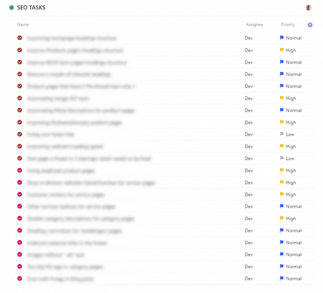 tech seo tasks